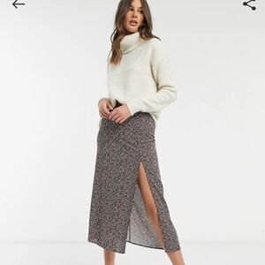 ASOS DESIGN Tall bias midi slip skirt in micro animal print, 16 Tall